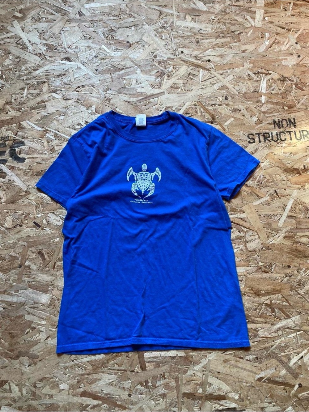 Gildan Royal Blue Tahiti Short-Sleeve Tee with White Turtle Graphic